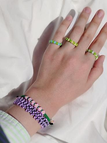 Набор летних украшений ручной работы из макраме: - Браслеты с — 4