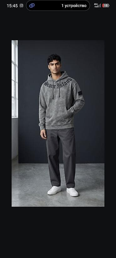 фитнес одежды: Stone Island — мужские худи с капюшоном - Модель с фирменным — 1