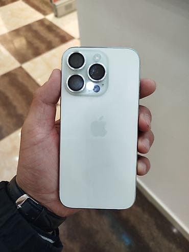 iphone 14 pro: IPhone 15 Pro, Б/у, 128 ГБ, Белый, Защитное стекло, 82 % — 1