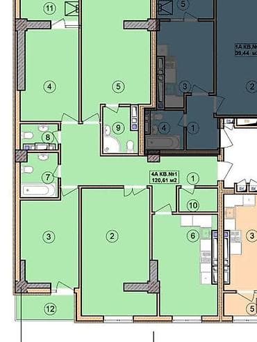 4 комнаты, 120 м², Асанбай мкр Элитка, 3 этаж, ПСО (под самоотделку) — 1
