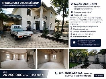10 мкр: Продается 2-этажный дом отличный вариант Район Юг-2, центр Площадь — 1