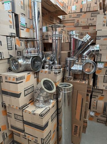 нерживейка: Дымоход для твёрдотопливного котла, Материал: Нержавейка, Конструкция: Сэндвич, Диаметр: 150 мм, Новый — 8