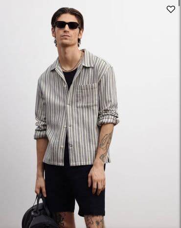 брендовая мужская одежда по низким ценам: Мужская рубашка, L, XL, H&M, Новый, цвет - Серый — 3