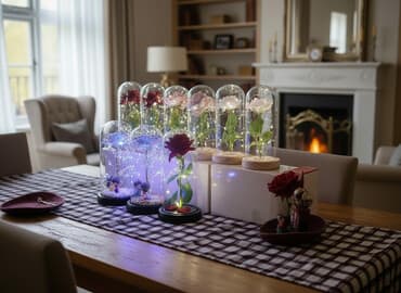 «Роза в колбе» — стильный декоративный светильник с тёплой