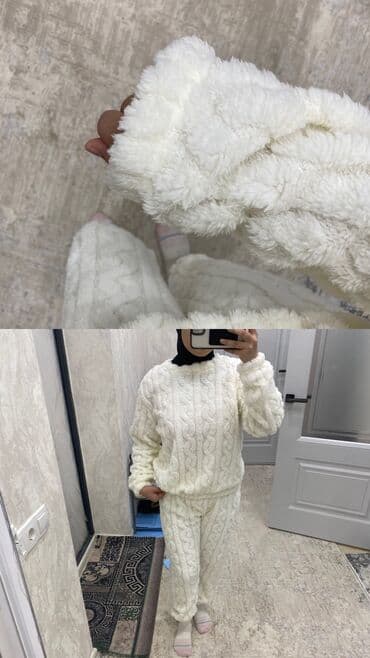 сен сулу гель для бровей цена бишкек: Тёплая женская пижама-комплект - Цвет: молочный/айвори - Состав — 2