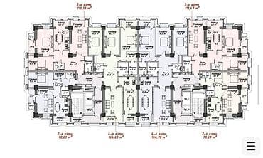 3 комнаты, 119 м², 13 этаж, ПСО (под самоотделку) — 1