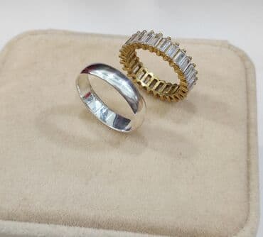 эксклюзивные свадебные пригласительные: Серебряные парные кольца Серебро напыление жёлтое золото 925 пробы — 11