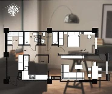 Продажа квартир: 2 комнаты, 75 м², Элитка, 4 этаж, Готовая ПСО (под самоотделку) — 5