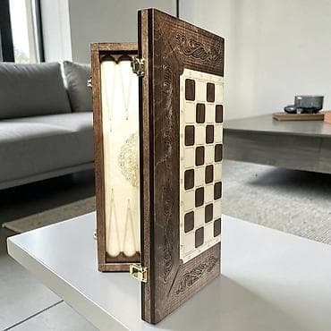 Набор 3-в-1: шахматы +шашки+ нарды в складной деревянной шкатулке