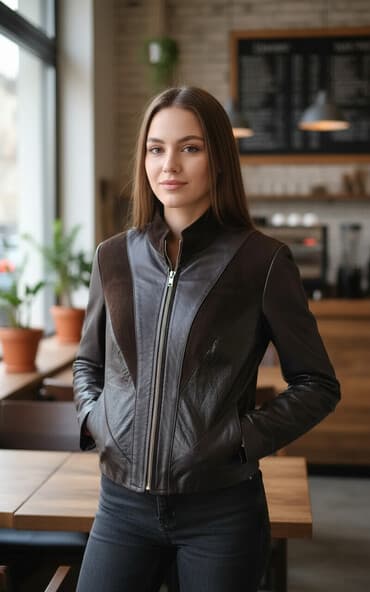 Кожаная куртка, Классическая модель, Натуральная кожа, S