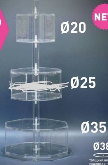 торт медовик: 3-х ярусный подставка для торта! Размеры на фото, из орг стекла (Новый — 1