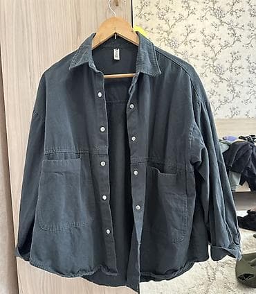 Рубашка-овершот из плотного хлопка - Цвет: графитовый/темно‑зеленый -