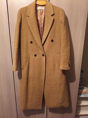 Пальто, Классика, Осень-весна, Букле, По колено, Двубортная модель, M