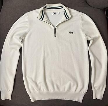 поло зипка: Мужской свитер, M, Lacoste, Новый, цвет - Белый, Самовывоз — 1