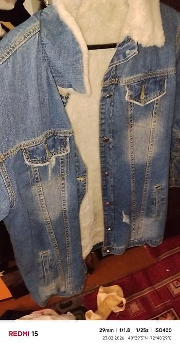 Мырзалардын бут кийими: Джинсовая куртка на подкладке из искусственного меха (шерпа). - — 2