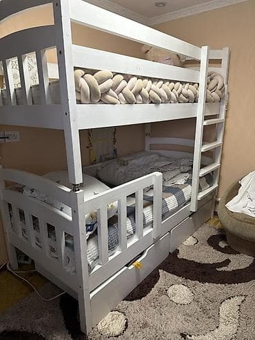 комтер: Двухъярусная детская кровать, Натуральное дерево, цвет - Белый — 1