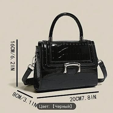 шахматный стол: Женская сумка-кроссбоди/топ-хэндл.Новая. - Цвет: черный (глянцевый) - — 4