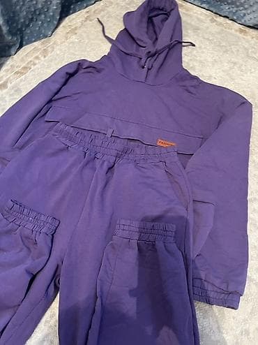 Джинсы: Фиолетовый спортивный костюм (худи + брюки) - Цвет: насыщенный — 3