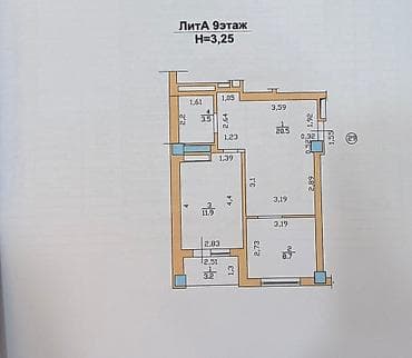 8: 2 комнаты, 47 м², Джальская больница Элитка, 9 этаж, Евроремонт — 2