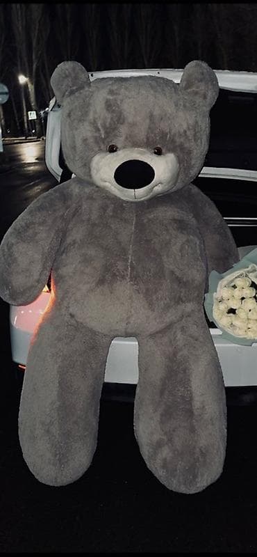 подушки пуховые: Большой плюшевый медведь - Цвет: серый, светлая мордочка - Рост — 1