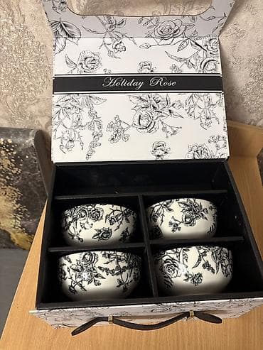 суп: Набор пиал Holiday Rose — 4 шт. - Материал: фарфор/керамика (гладкая — 1