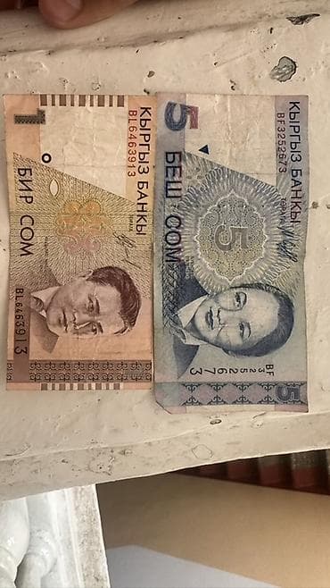 произведения искусства: Коллекционные банкноты Кыргызстана (сом): - Номиналы: 1 сом и 5 сом — 2