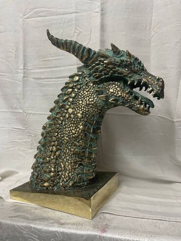дракон: Бронзовые головы драконов. Тонировка римская патина (зелёная) Высота — 1