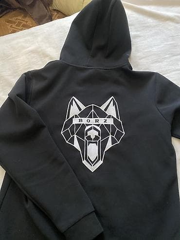 оверсайз бомбер: Худи BORZ, черное размер L - Цвет: черный - Фасон: классическое худи — 1
