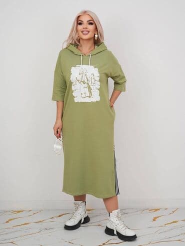 прокат карнавальных костюмов в бишкеке бишкек: Повседневное платье, Made in KG, Осень-весна, Длинная модель, 5XL — 3