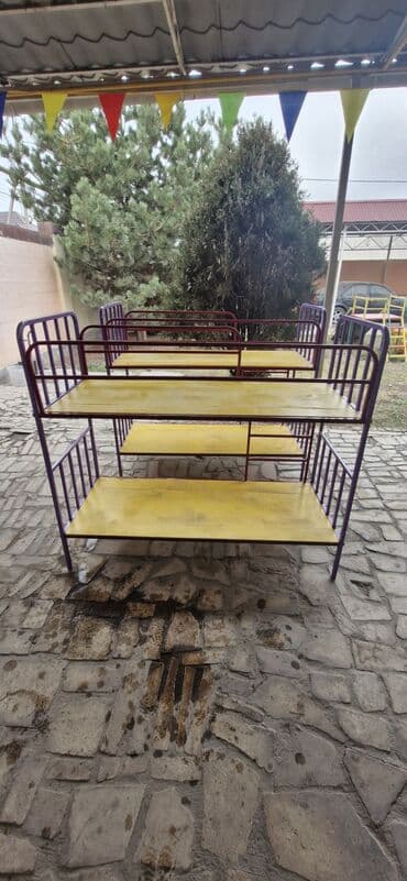 двухъярусная кровать и письменный стол: Балдар үчүн эки ярустуу, Темир, түсү - Кызгылт көк — 3