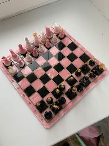 Шахмат: Авторские шахматы из эпоксидной смолы с декоративной поталью - — 8