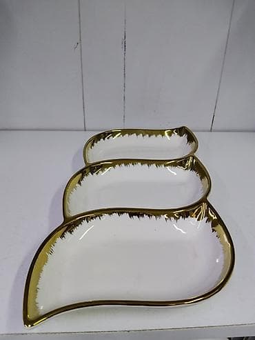 Трёхсекционная сервировочная тарелка - Материал: керамика/фарфор