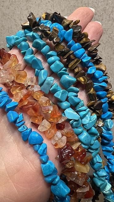 Камни натуральные бусы длина 80 см, 5-8 мм 1 бирюза крошка 300 сом. 2