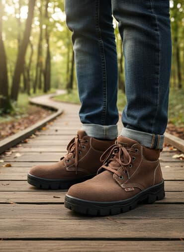 прокат национальных костюмов для детей: Зимние мужские ботинки - Модель: утеплённые высокие ботинки шнуровка — 1