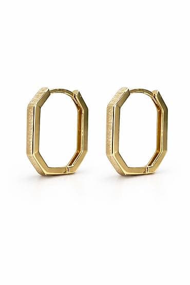 Серьги из желтого золота 585 Элегантные серьги-кольца восьмигранной at lalafo.kg Серьги из желтого золота 585 Элегантные серьги-кольца восьмигранной
