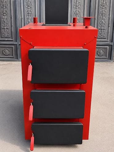 Твердотопливный отопительный котел (классический, стальной), красный — 3