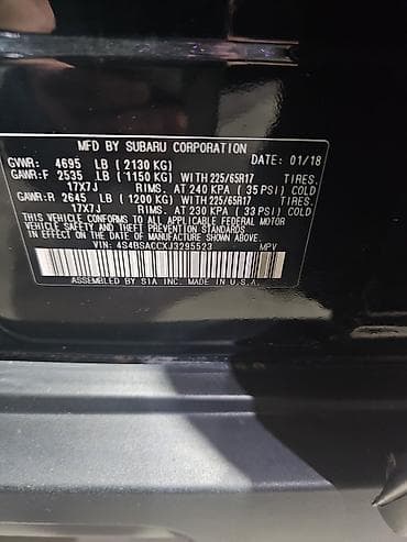 mini kooper: Subaru Outback: 2018 г., 2.5 л, Автомат, Бензин, Универсал — 8