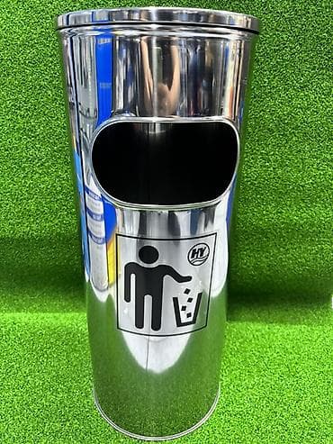 Уличная/интерьерная урна из нержавеющей стали с пепельницей -