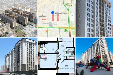 квартира берилет ак ордо: 2 бөлмө, 69 кв. м, Элитка, 3 кабат, ПСО (өзү оңдоп түзөтүп бүтүү үчүн) — 6