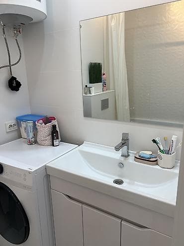 навесной шкаф для ванной: Тумба для ванны, С раковиной, цвет - Белый — 4