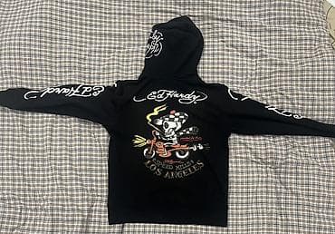 селена: Архивное Ed hardy черное худи с большим принтом на спине размер М — 5