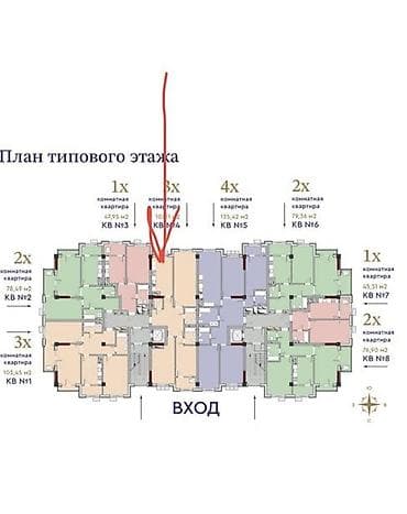 asia invest: 3 комнаты, 108 м², Элитка, 2 этаж, Готовая ПСО (под самоотделку) — 7