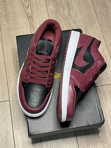 Кроссовки Nike Air Jordan 1 Low - Цвет: бордовый/чёрный с белой