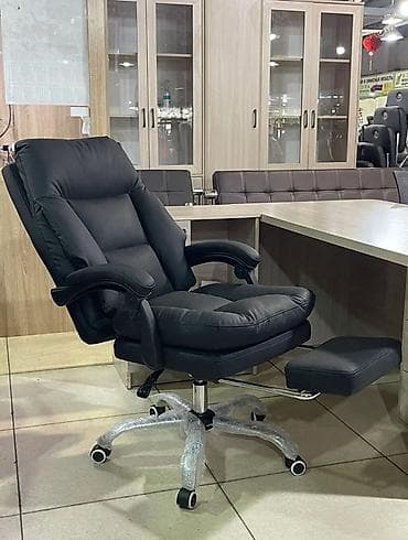 Креслолор: Офис креслолор, Жаңы, Дөңгөлөктүү, түсү - Кара, Экокожа, Өзү алып кетүү — 3