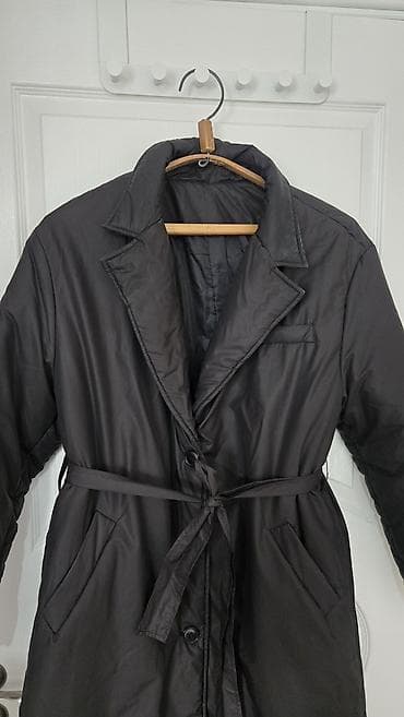 женские куртки длинные: Пальто, Халат, Осень-весна, Стеганый, По колено, С поясом, L — 2