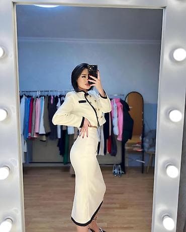 Шубалар: Женский костюм в стиле «шанель»: укороченный жакет + миди-юбка - — 2