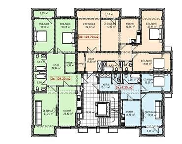 Недвижимость: 3 комнаты, 124 м², Элитка, АУЦА Элитка, 3 этаж, ПСО (под самоотделку) — 3
