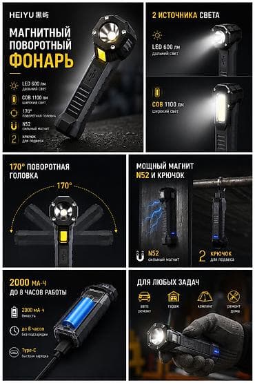 mini gps tracker: Яркий боковой COB-фонарь HEIYU обеспечивает широкое равномерное — 1