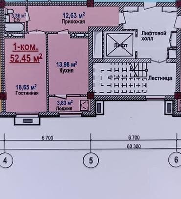 nova grand: 1 комната, 53 м², Элитка, 7 этаж, Готовая ПСО (под самоотделку) — 6