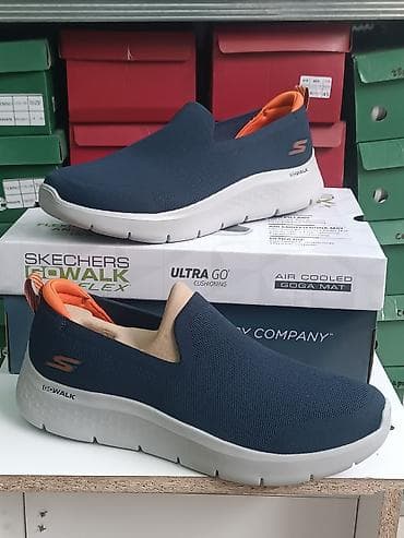 Мужские кроссовки, 45, Skechers, Новый, цвет - Синий, Платная доставка